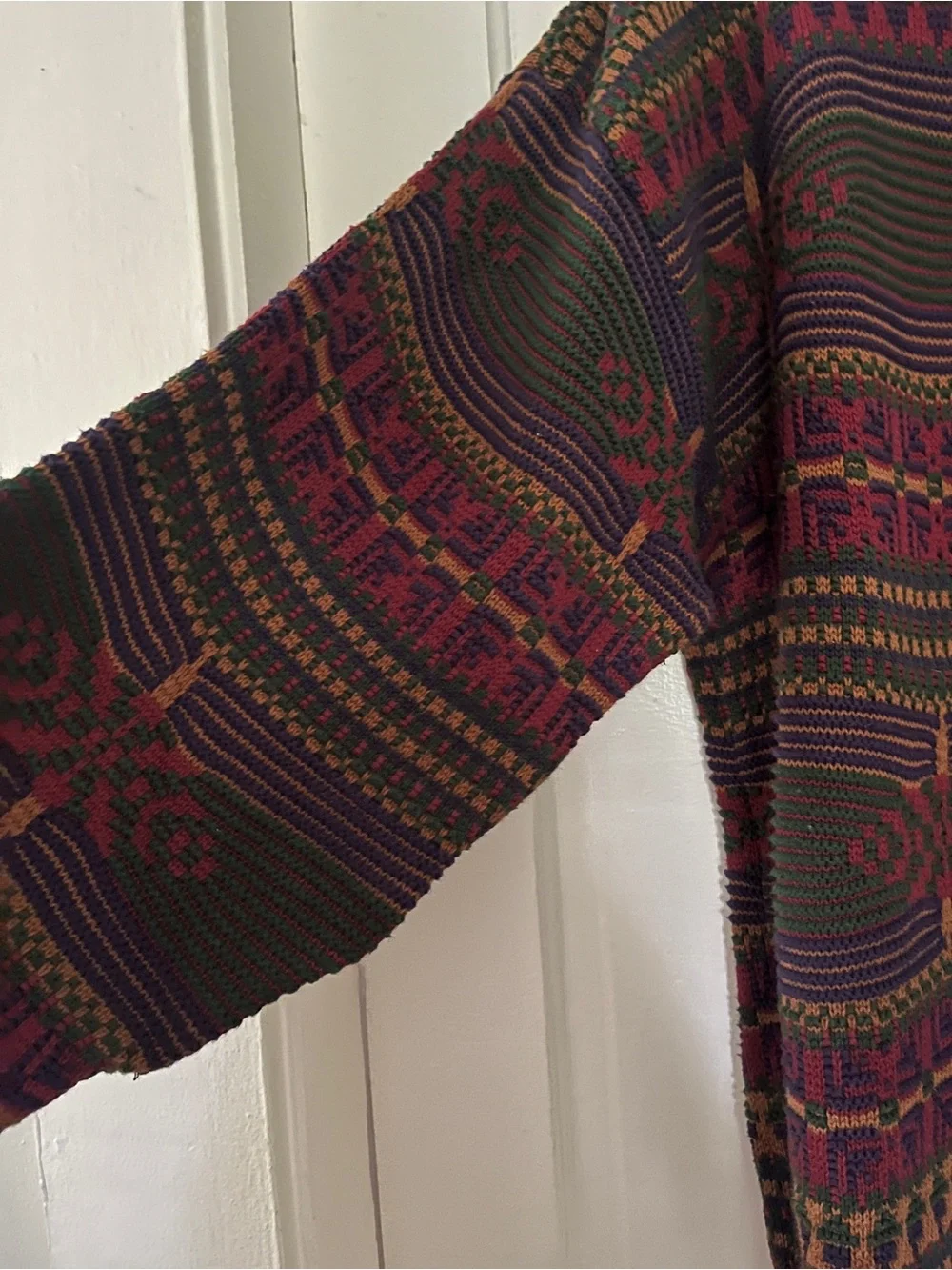 Vintage Crossings Mens Medium Cotton Geometric Fair Isle Sweater Made in USA